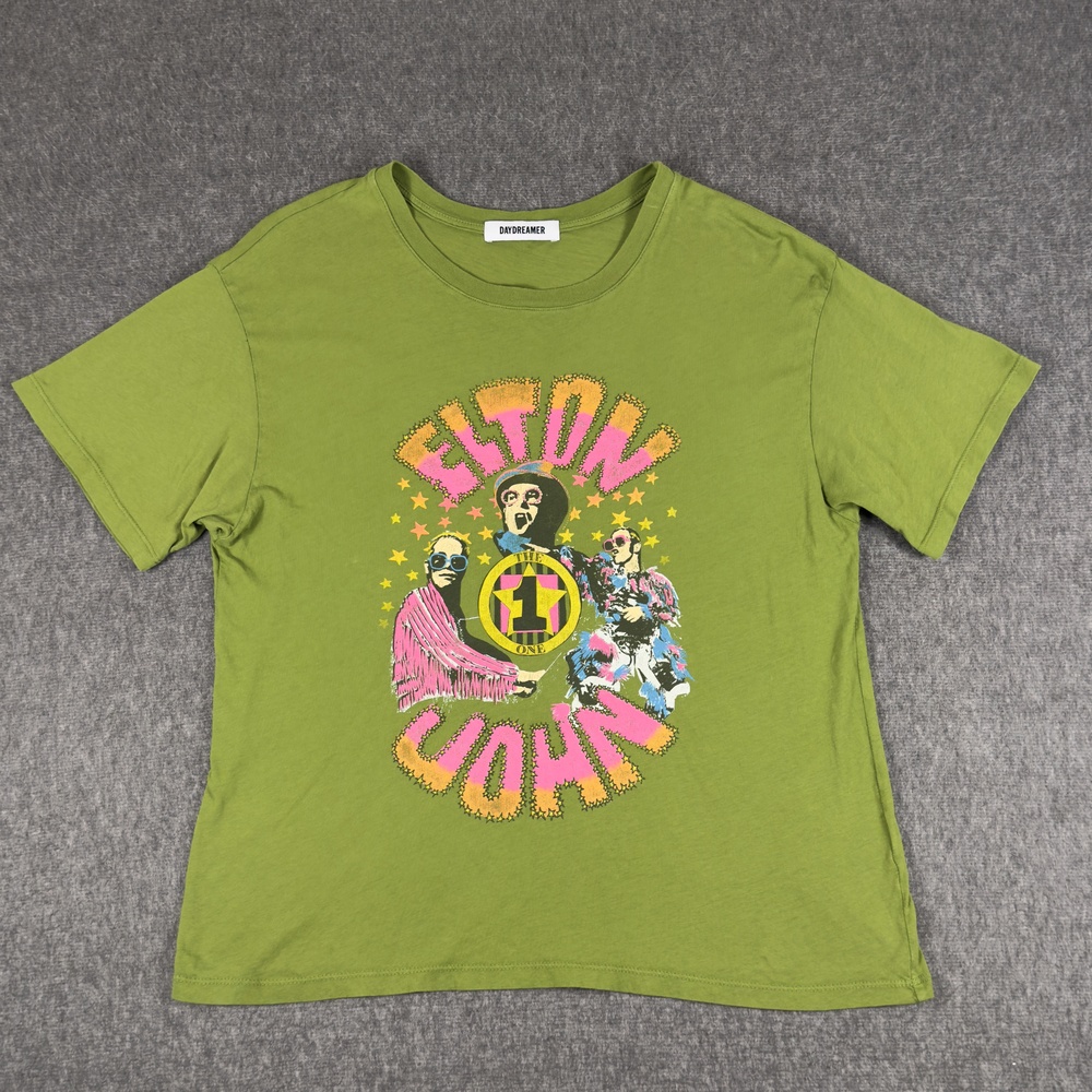Daydreamer Shirt Womens One Size Green Elton John Graphic Band Rock Music Tee